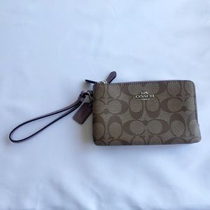 Coach double zipper wristlet